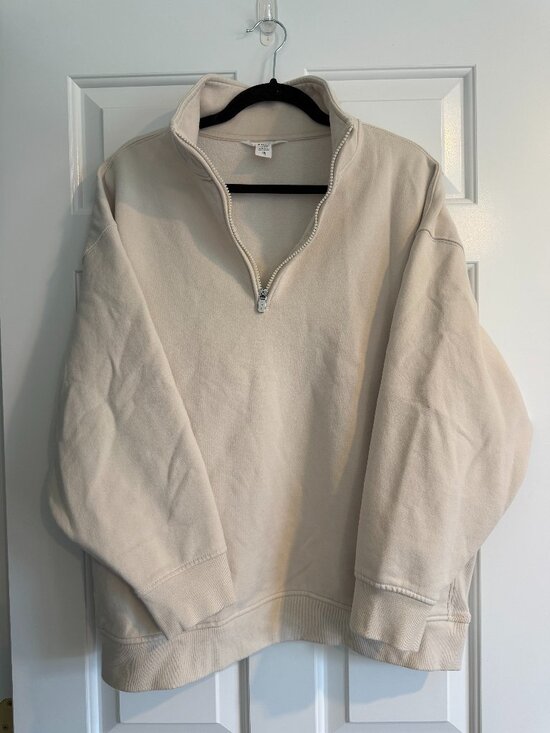 Athleta Tops - Athleta Cream Quarter Zip Fleece Sweatshirt Size XL